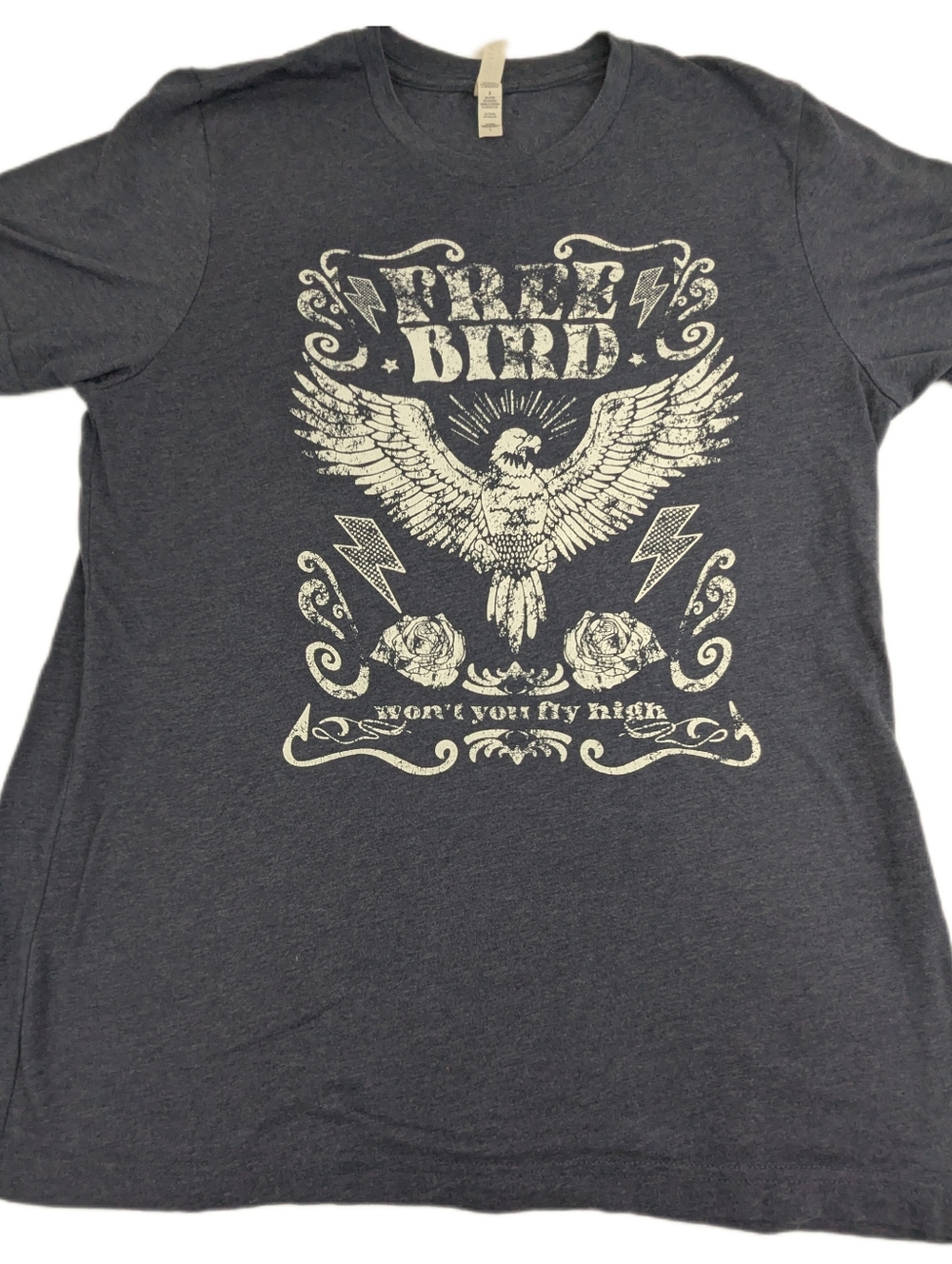 Free Bird Men's Navy Tshirt With Eagle Graphics Lynyrd Skynyrd Size Large